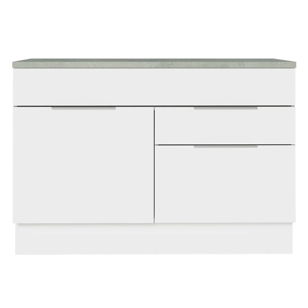 Bajo Mesada Cocina 120 cm 1 Puertas e 2 Cajones (Con Mesada) Blanco Stella Madesa - Image 8