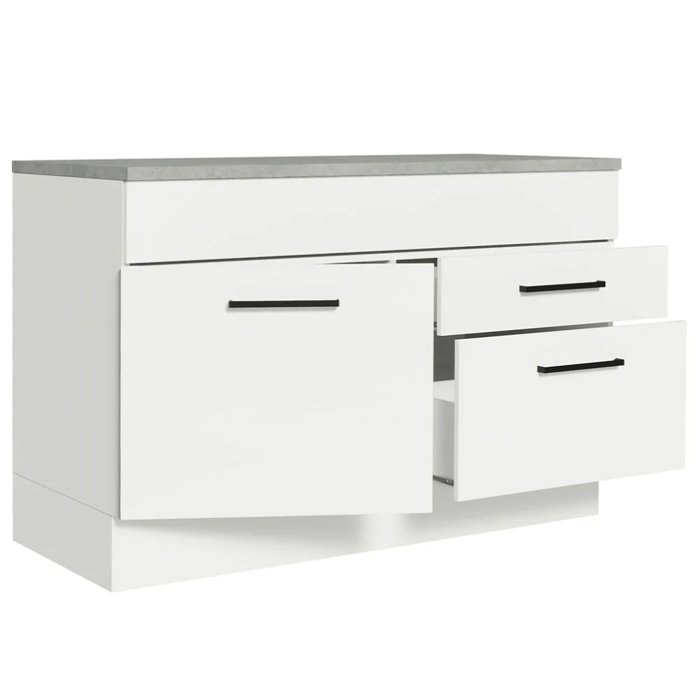 Bajo Mesada Cocina 120 x 60 cm 1 Puerta 2 Cajones Blanco (Con Mesada) Agata Madesa - Image 7