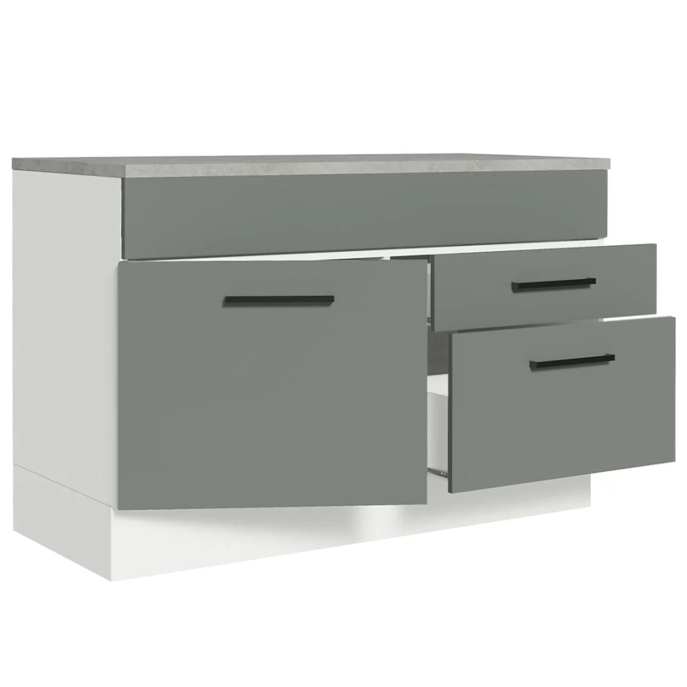 Bajo Mesada Cocina 120 x 60 cm 1 Puerta 2 Cajones (Con Mesada) Blanco/Gris Agata Madesa - Image 6