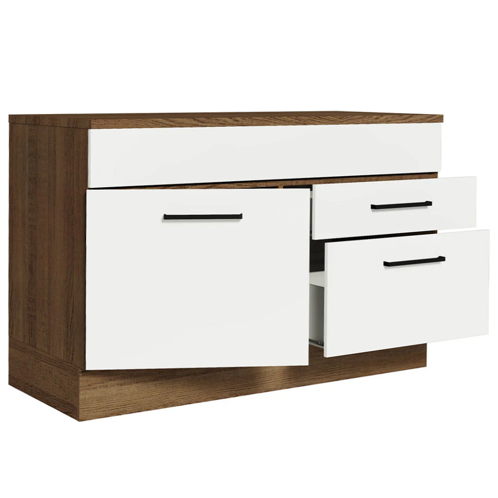 Bajo Mesada Cocina 120 x 60 cm 1 Puerta 2 Cajones Marrón/Blanco (Con Mesada) Agata Madesa - Image 7