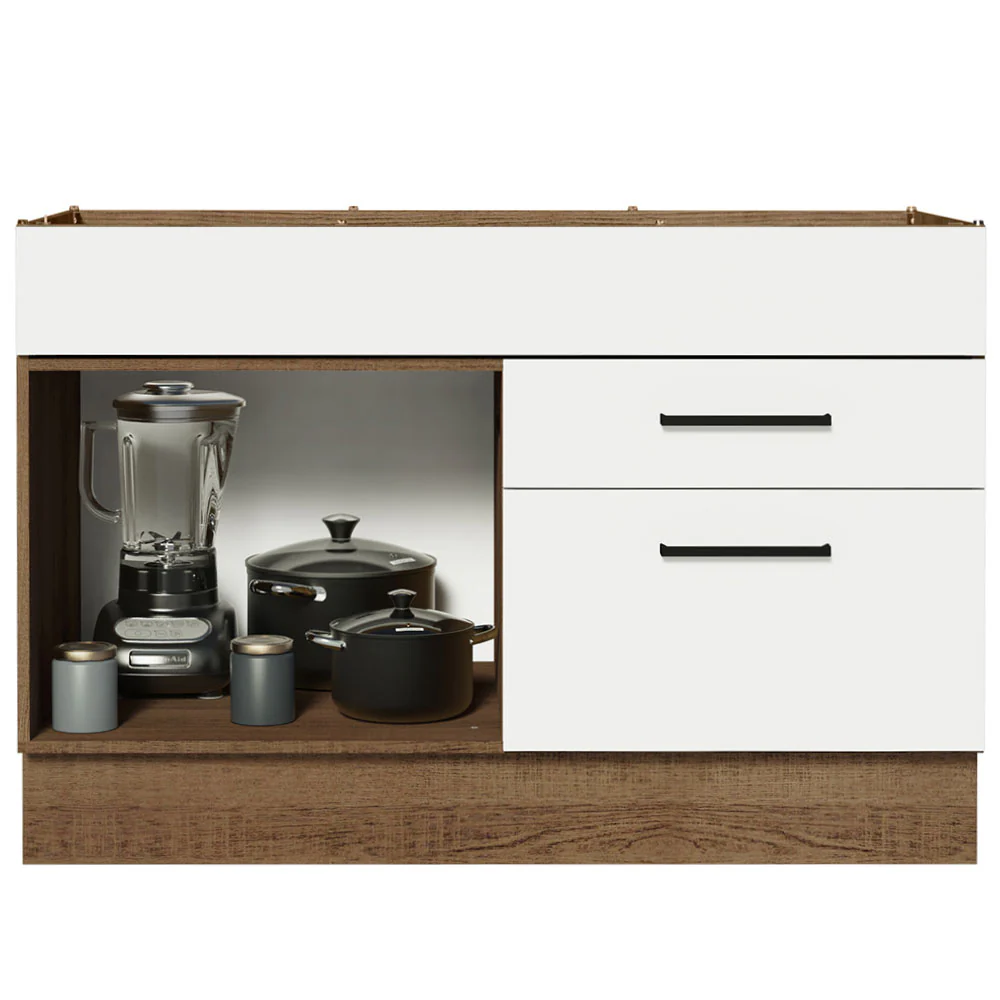 Bajo Mesada Cocina 120 x 60 cm 1 Puerta 2 Cajones Marrón/Blanco (Sin Mesada) Agata Madesa - Image 6