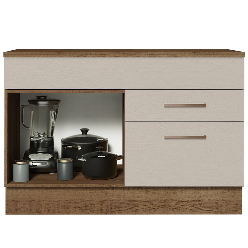 Bajo Mesada Cocina 120 x 60 cm 1 Puerta 2 Cajones Marrón/Crema (Con Mesada) Agata Madesa - Image 6