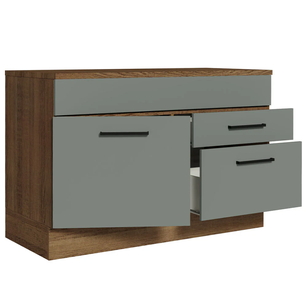 Bajo Mesada Cocina 120 x 60 cm 1 Puerta 2 Cajones (Con Mesada) Marrón/Gris Agata Madesa - Image 6