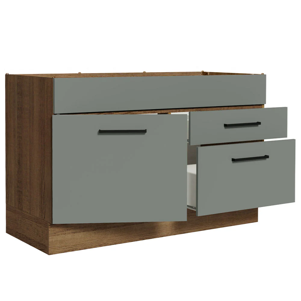 Bajo Mesada Cocina 120 x 60 cm 1 Puerta 2 Cajones (Sin Mesada) Marrón/Gris Agata Madesa - Image 6