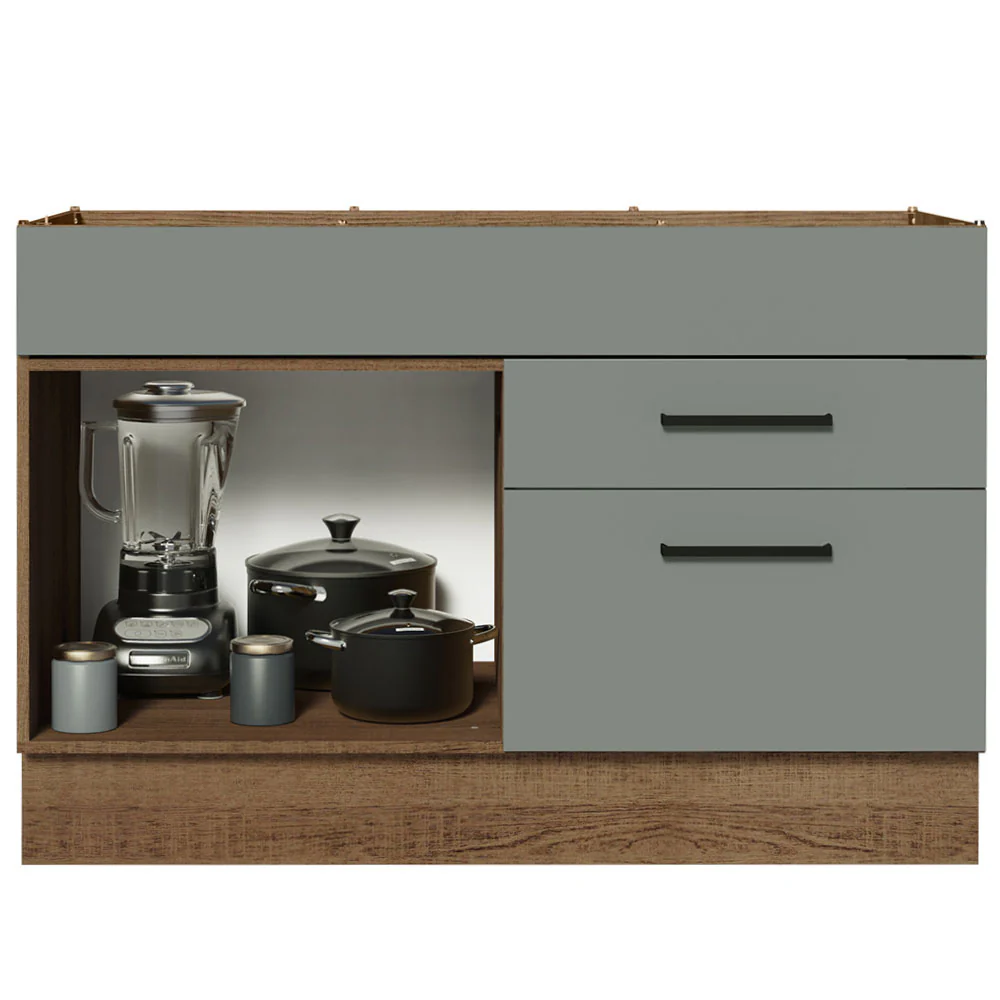 Bajo Mesada Cocina 120 x 60 cm 1 Puerta 2 Cajones (Sin Mesada) Marrón/Gris Agata Madesa - Image 7