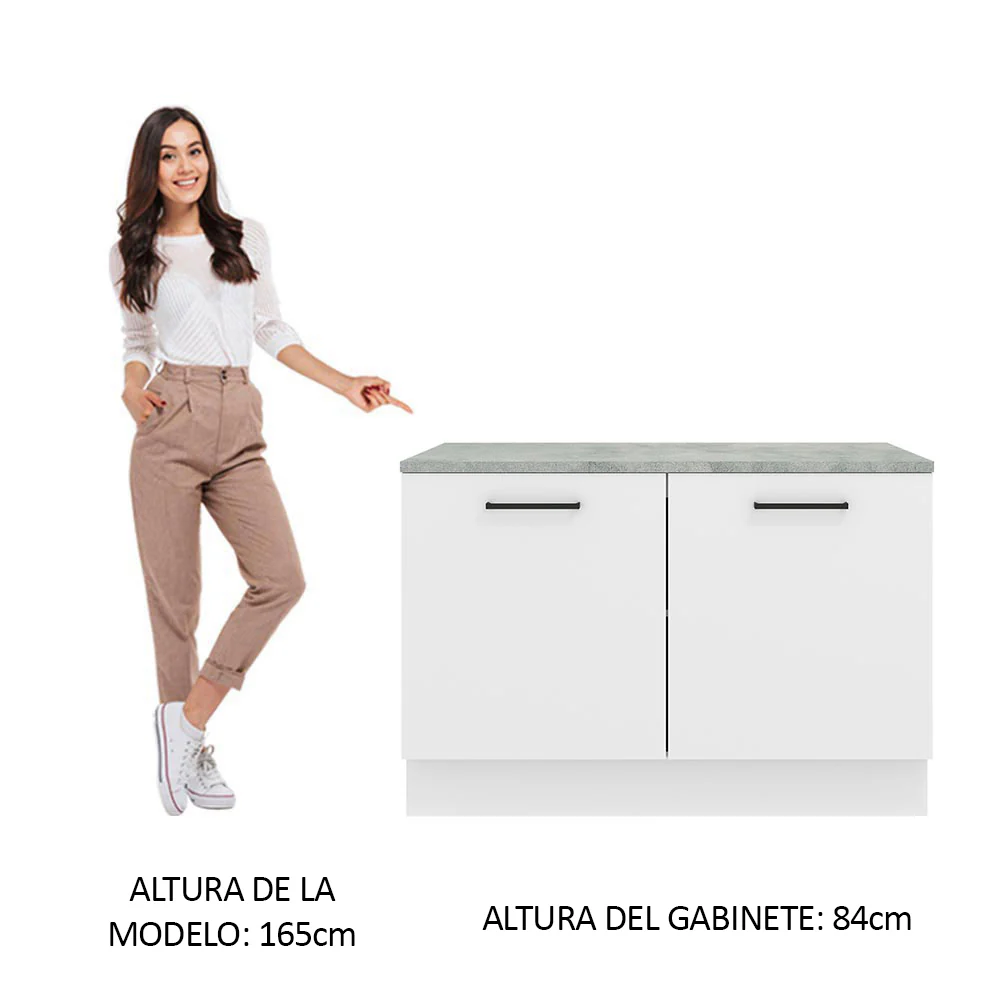 Bajo Mesada Cocina 120 x 60 cm 2 Puertas (Con mesada) Blanco Agata Madesa - Image 3