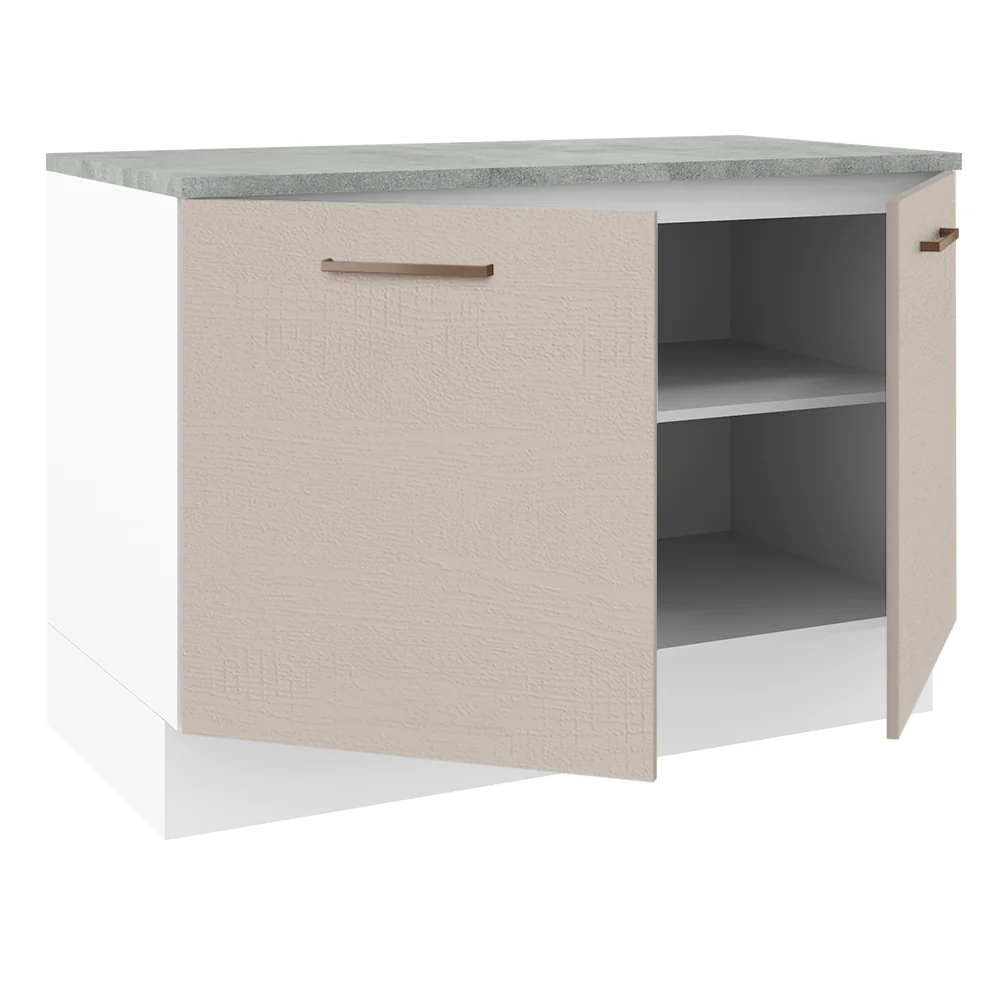 Bajo Mesada Cocina 120 x 60 cm 2 Puertas (Con Mesada) Blanco/Crema Agata Madesa - Image 6