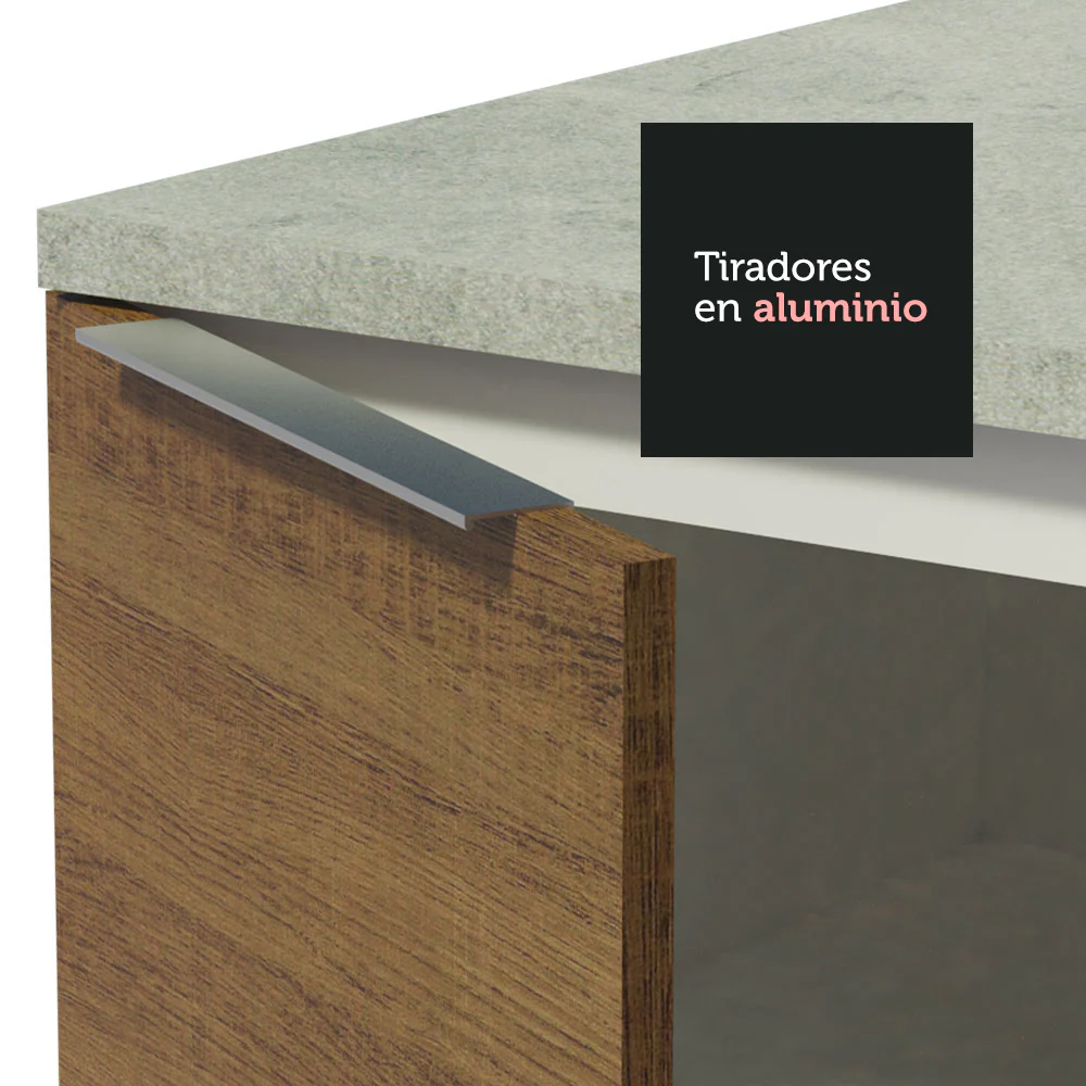 Bajo Mesada Cocina 120 x 60 cm 2 Puertas (Con Mesada) Blanco/Marrón Stella Madesa - Image 4