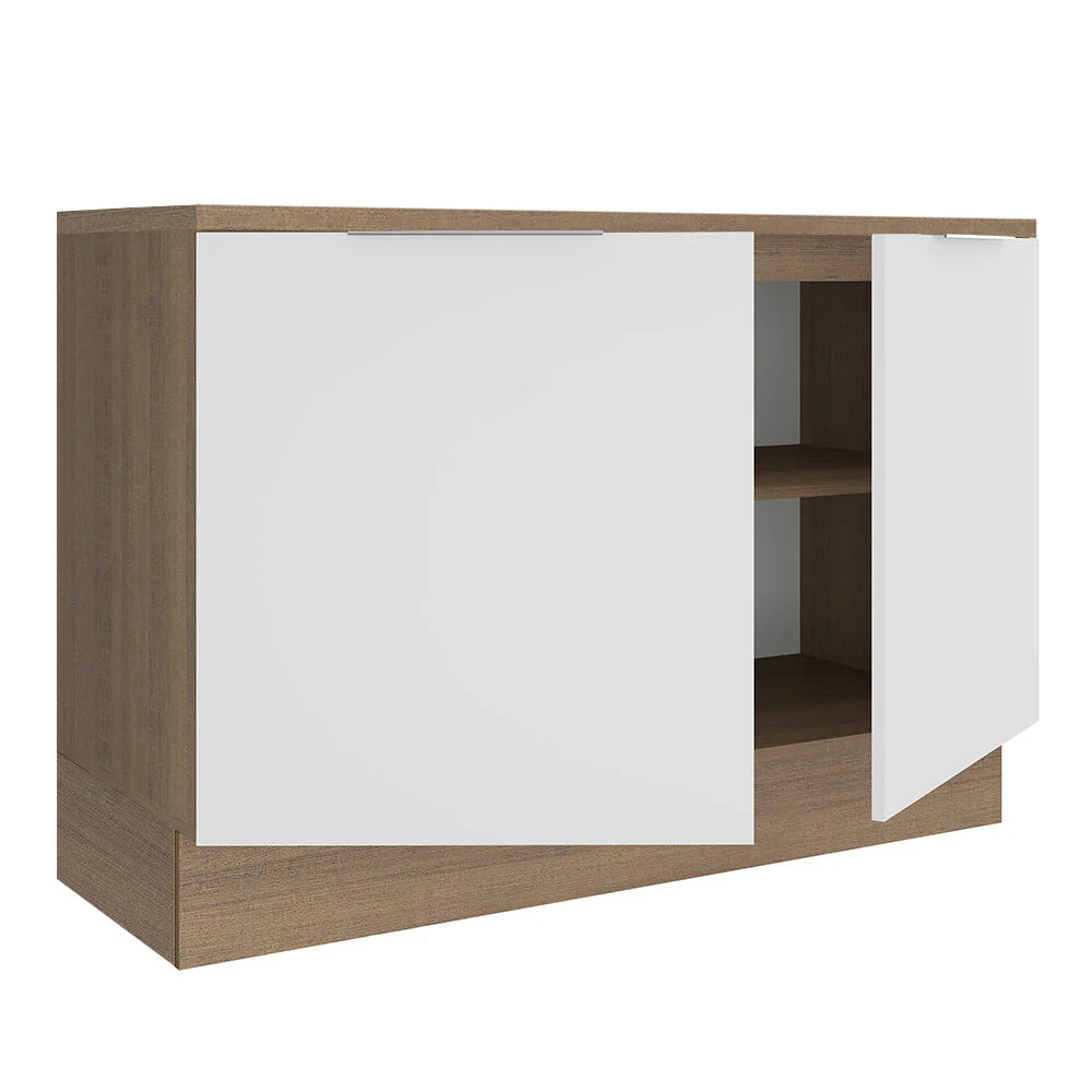 Bajo Mesada Cocina 120 x 60 cm 2 Puertas (Con Mesada) Marrón/Blanco Stella Madesa - Image 6