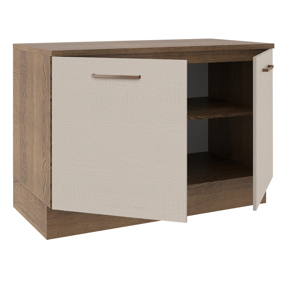 Bajo Mesada Cocina 120 x 60 cm 2 Puertas (Con Mesada) Marrón/Crema Agata Madesa - Image 6