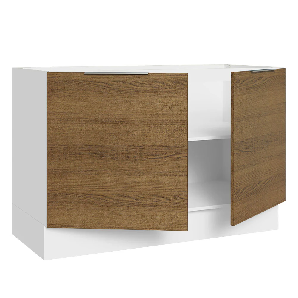 Bajo Mesada Cocina 120 x 60 cm 2 Puertas (Sin Mesada) Blanco/Marrón Stella Madesa - Image 6