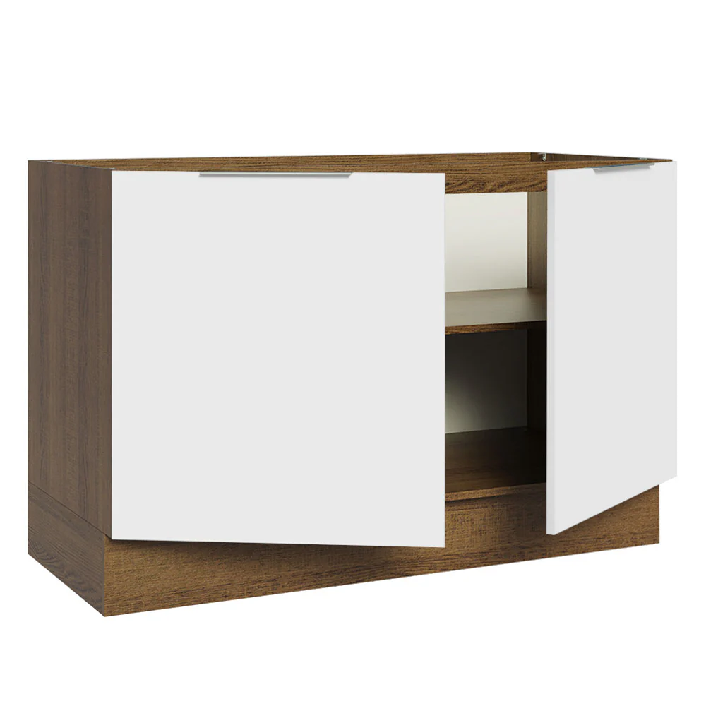 Bajo Mesada Cocina 120 x 60 cm 2 Puertas (Sin Mesada) Marrón/Blanco Stella Madesa - Image 6