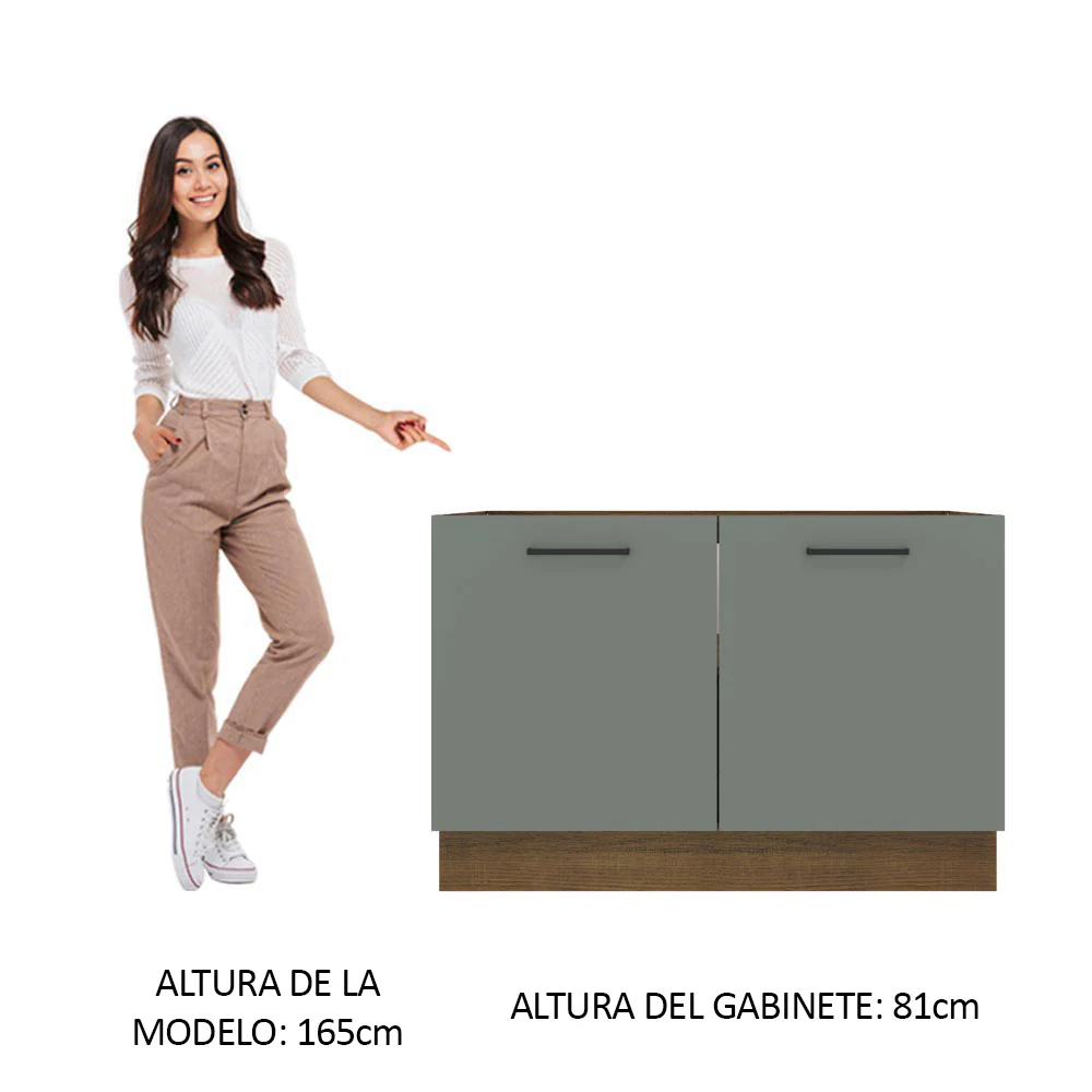 Bajo Mesada Cocina 120 x 60 cm 2 Puertas (Sin Mesada) Marrón/Gris Agata Madesa - Image 3