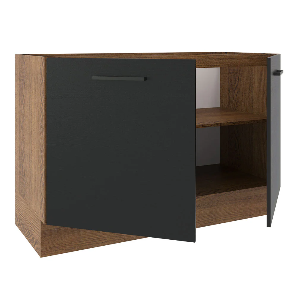 Bajo Mesada Cocina 120 x 60 cm 2 Puertas (Sin Mesada) Marrón/Negro Agata Madesa - Image 6