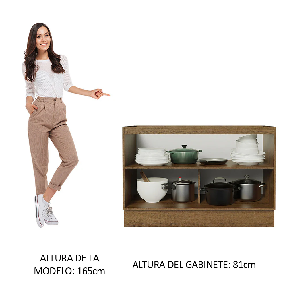 Bajo Mesada Cocina 120 x 60 cm 2 Puertas (Sin Mesada) Marrón Stella Madesa - Image 3
