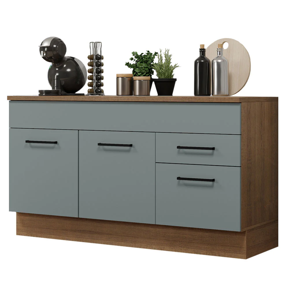 Bajo Mesada Cocina 150 cm 2 Cajones 2 Puertas (Con Mesada) Marrón/Gris Agata Madesa - Image 2