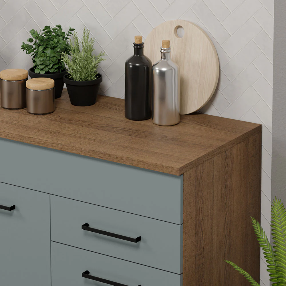 Bajo Mesada Cocina 150 cm 2 Cajones 2 Puertas (Con Mesada) Marrón/Gris Agata Madesa - Image 8