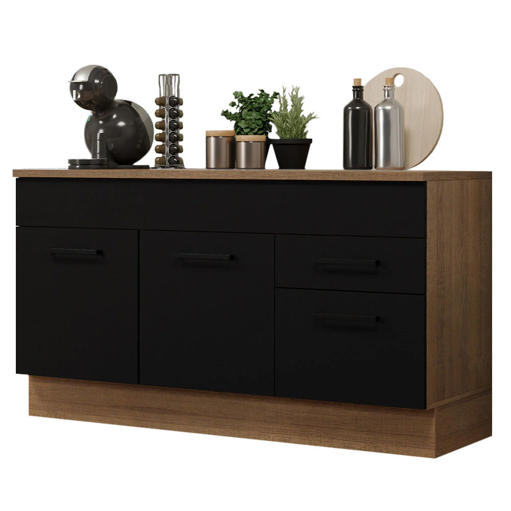 Bajo Mesada Cocina 150 cm 2 Cajones 2 Puertas (Con Mesada) Marrón/Negro Agata Madesa - Image 2