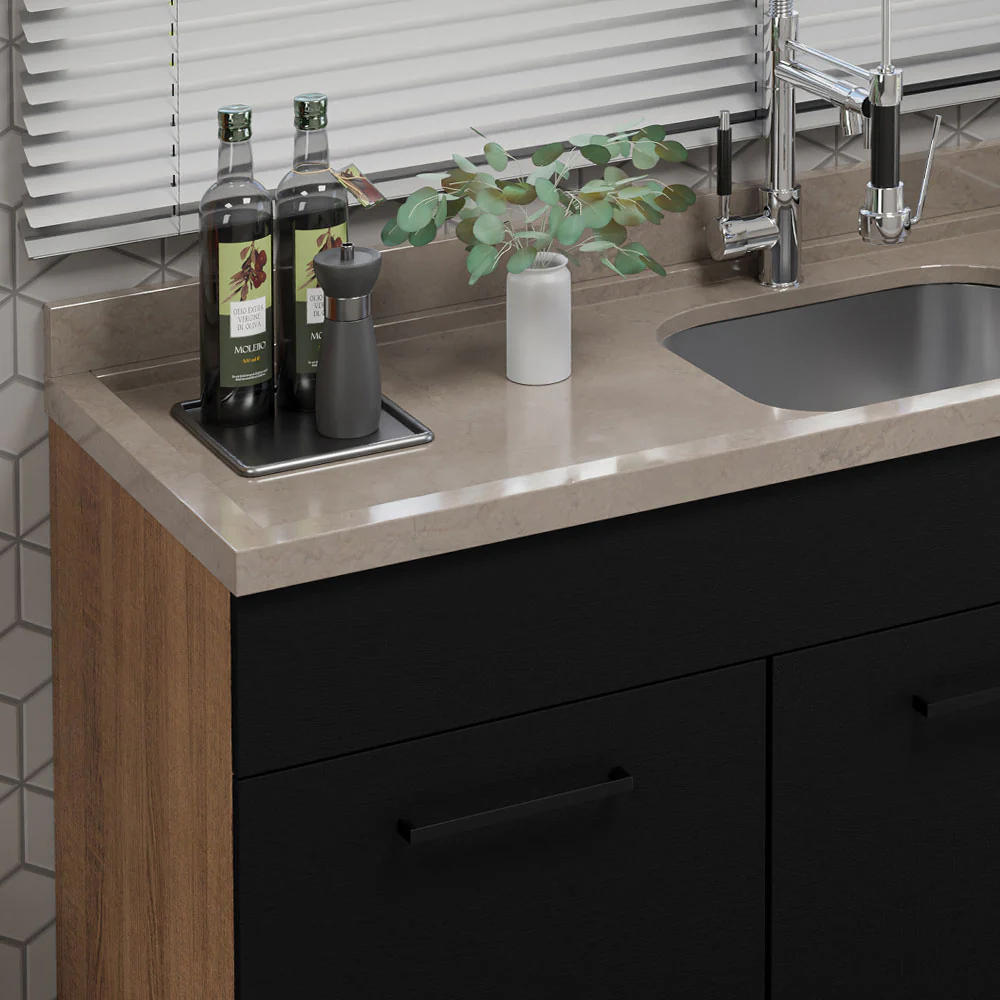 Bajo Mesada Cocina 150 cm 2 Puertas e 2 Cajones (Sin Mesada y Bacha) Marrón/Negro Agata Madesa - Image 8