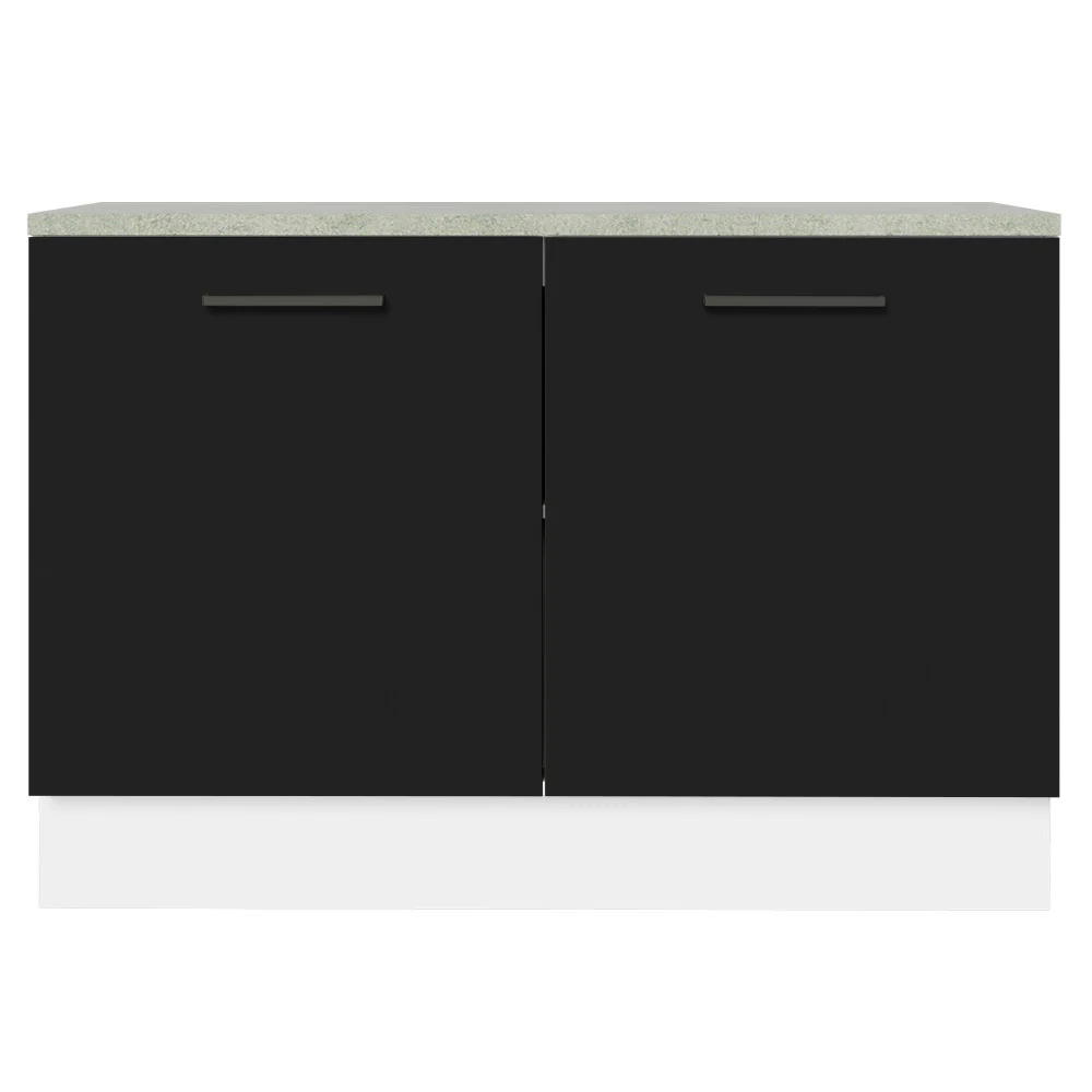 Bajo Mesada Cocina 120 cm 2 Puertas (Con Mesada) Blanco/Negro Agata Madesa - Image 6