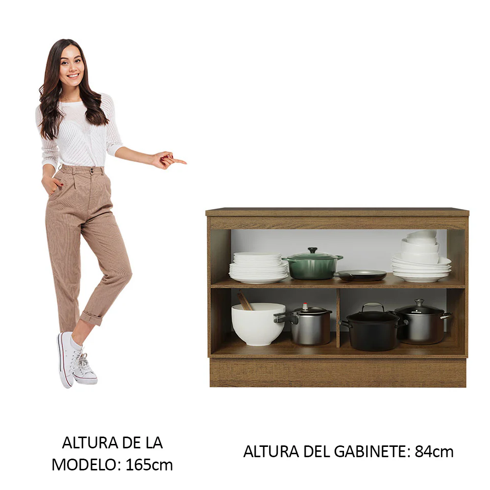 Bajo Mesada Cocina 120 cm 2 Puertas (Con Mesada) Marrón/Negro Agata Madesa - Image 3