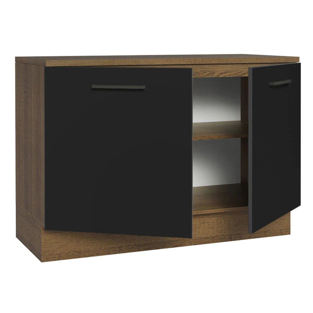 Bajo Mesada Cocina 120 cm 2 Puertas (Con Mesada) Marrón/Negro Agata Madesa - Image 6