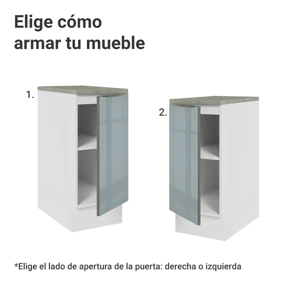 Bajo Mesada Cocina 35 x 60 cm 1 Puerta (Con Mesada) Blanco/Gris Lux Madesa - Image 6
