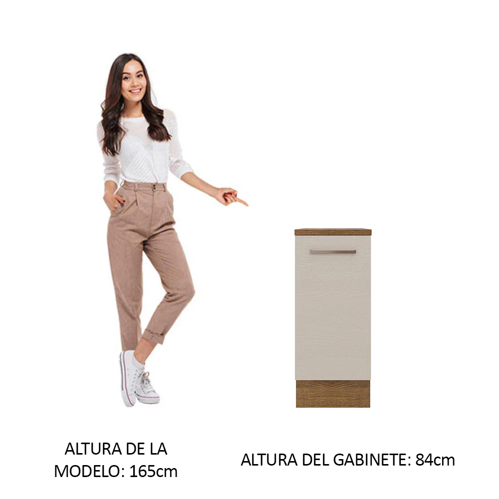 Bajo Mesada Cocina 35 x 60 cm 1 Puerta (Con Mesada) Marrón/Crema Agata Madesa - Image 3