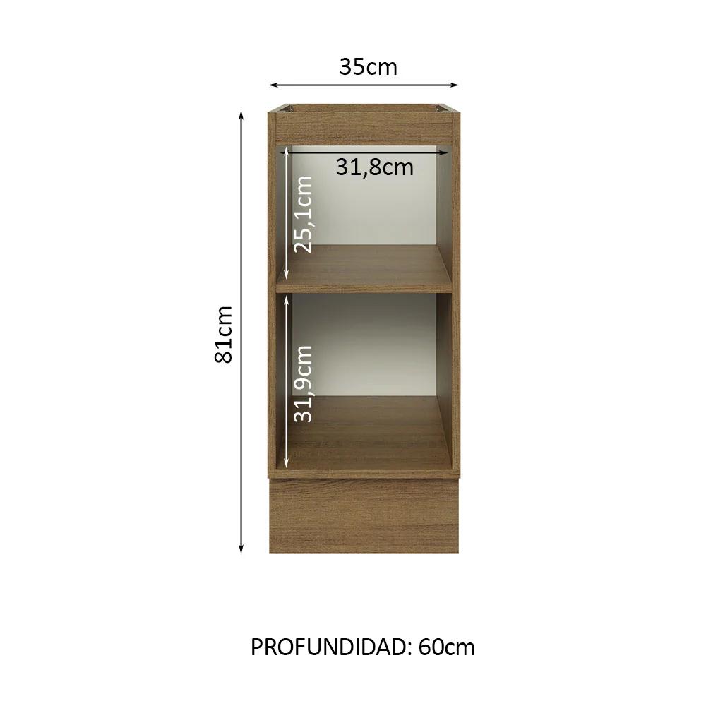 Bajo Mesada Cocina 35 x 60 cm 1 Puerta (Sin Mesada) Marrón/Blanco Stella Madesa - Image 3
