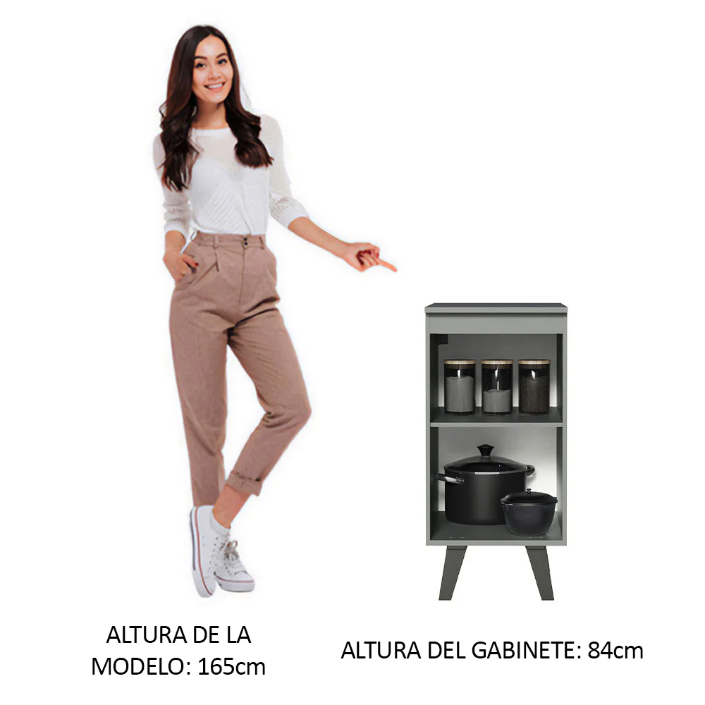 Bajo Mesada Cocina 40 cm 1 Puerta con Patas Gris Nice Madesa - Image 4