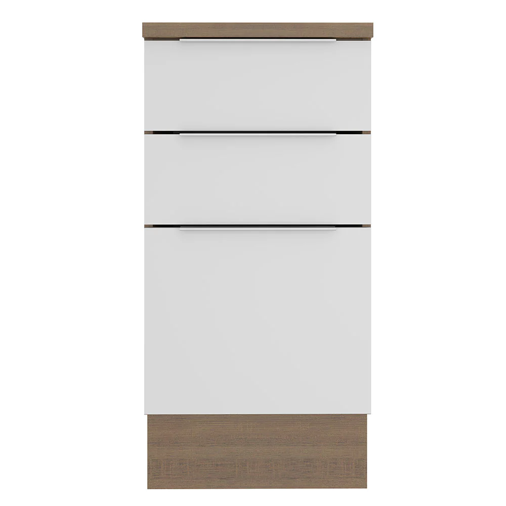 Bajo Mesada Cocina 40 cm 3 Cajones Marrón/Blanco Stella Madesa - Image 7