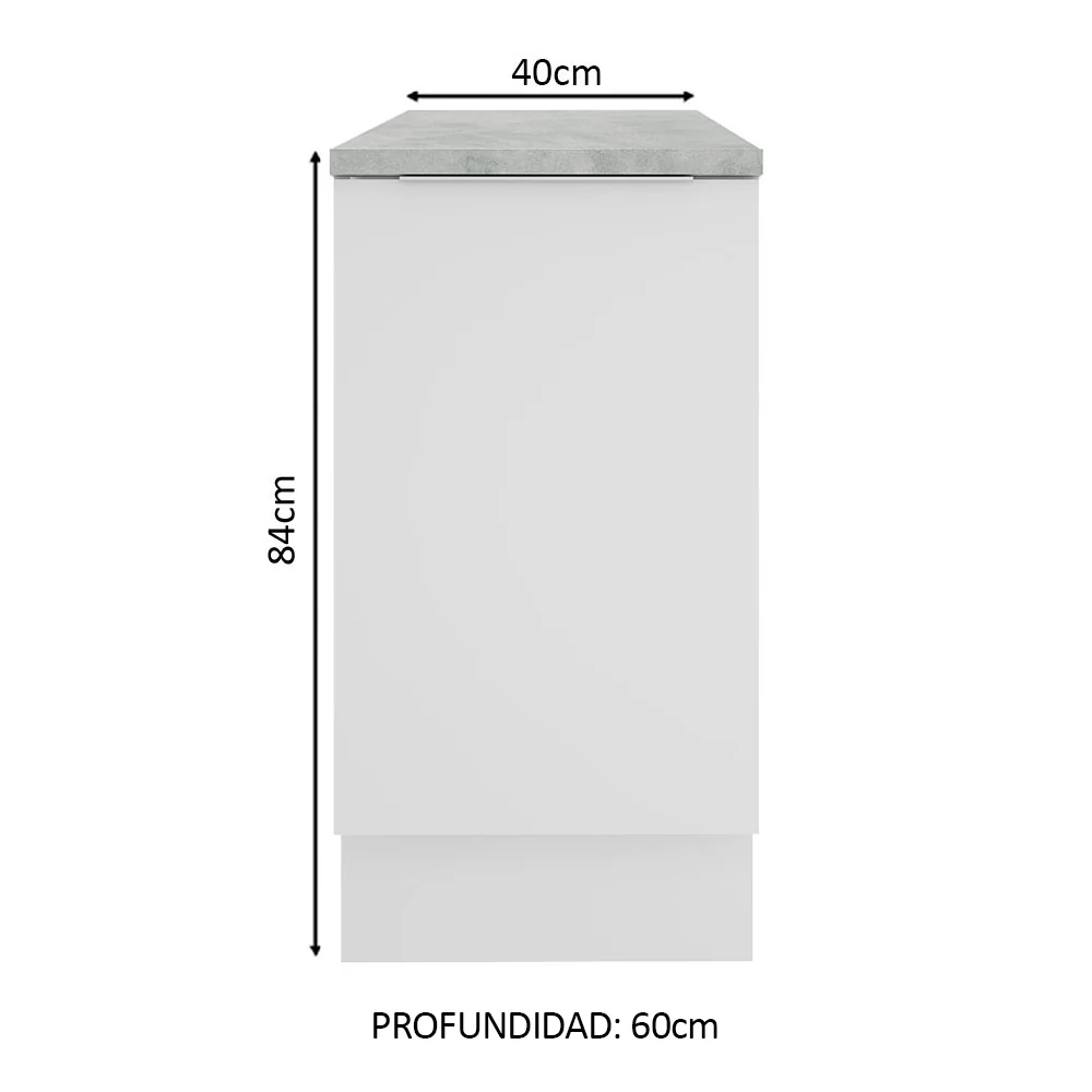 Bajo Mesada Cocina 40 x 60 cm 1 Puerta (Con Mesada) Blanco Stella Madesa - Image 2