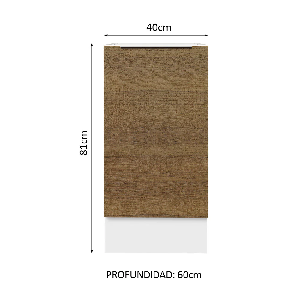 Bajo Mesada Cocina 40 x 60 cm 1 Puerta (Sin Mesada) Blanco/Marrón Stella Madesa - Image 2