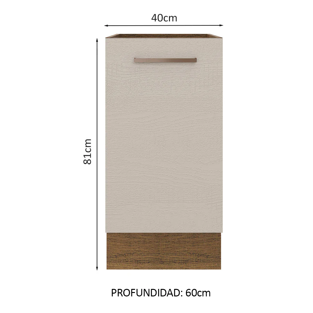 Bajo Mesada Cocina 40 x 60 cm 1 Puerta (Sin Mesada) Marrón/Crema Agata Madesa - Image 2