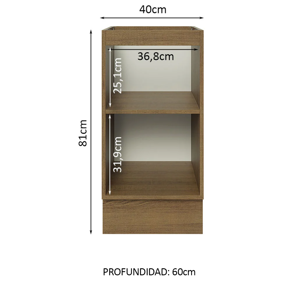 Bajo Mesada Cocina 40 x 60 cm 1 Puerta (Sin Mesada) Marrón Glamy Madesa - Image 3