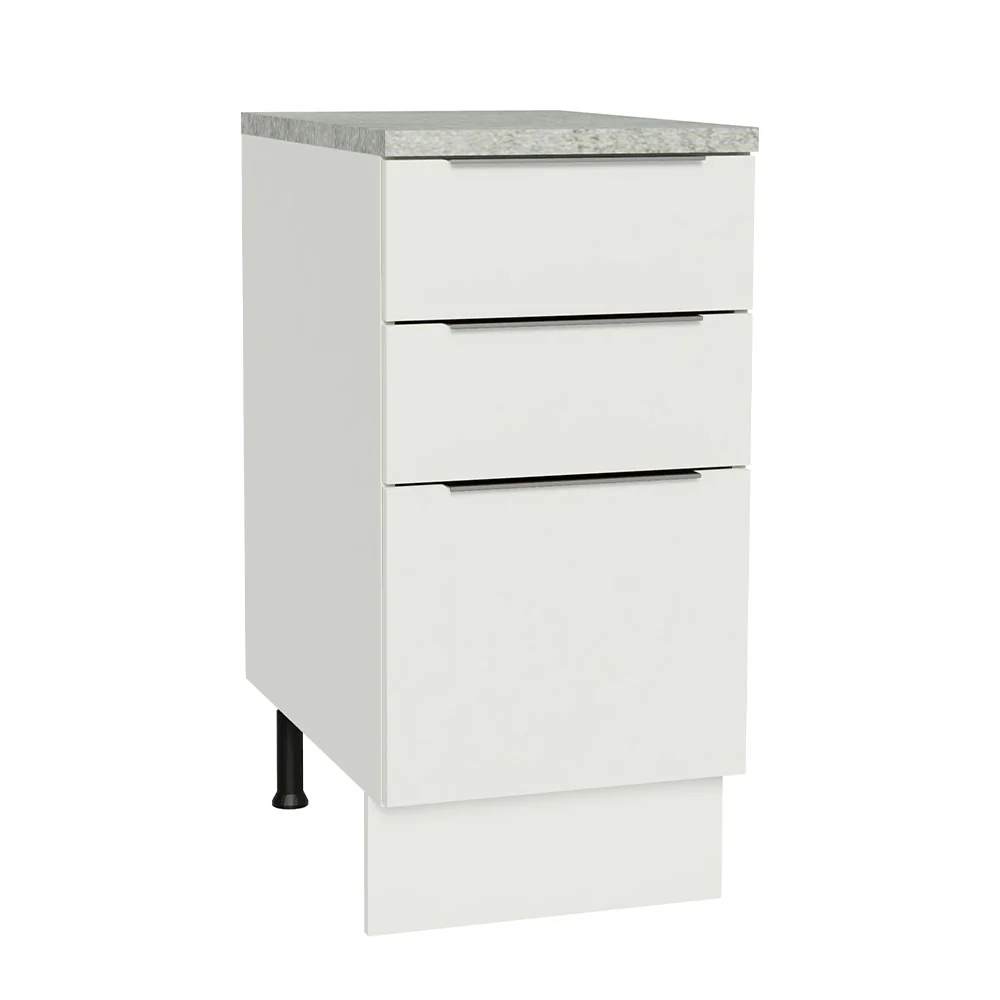 Bajo Mesada Cocina 40 x 60 cm 3 Cajones (Con Mesada) Blanco Stella Madesa