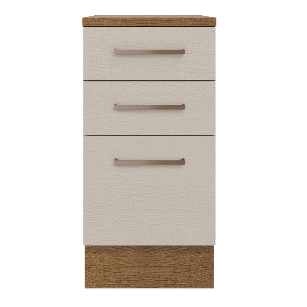 Bajo Mesada Cocina 40 x 60 cm 3 Cajones (Con Mesada) Marrón/Crema Agata Madesa - Image 7