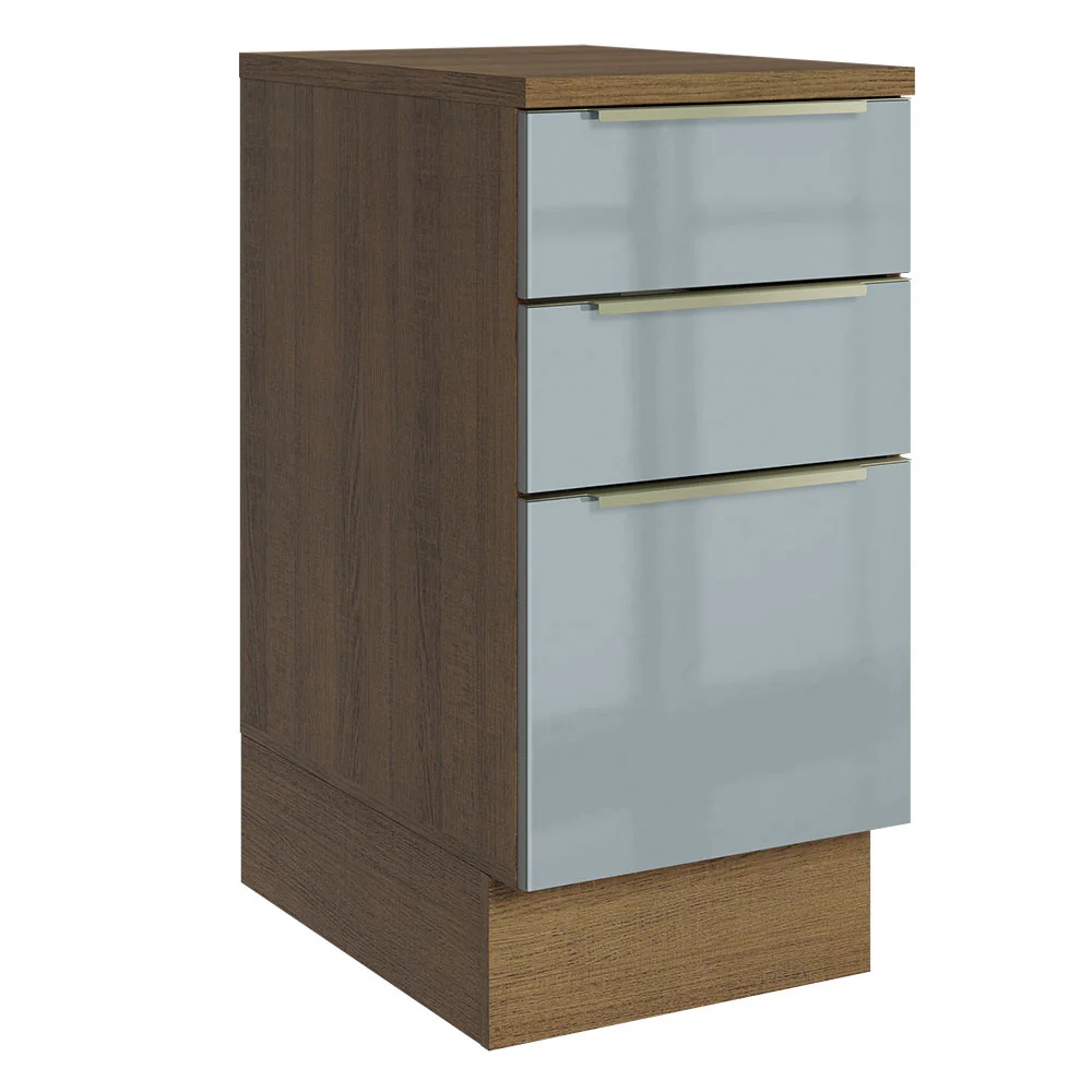 Bajo Mesada Cocina 40 x 60 cm 3 Cajones (Con Mesada) Marrón/Gris Lux Madesa