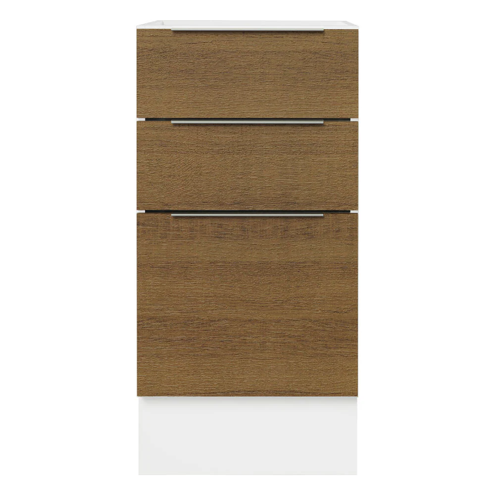 Bajo Mesada Cocina 40 x 60 cm 3 Cajones (Sin Mesada) Blanco/Marrón Stella Madesa - Image 7