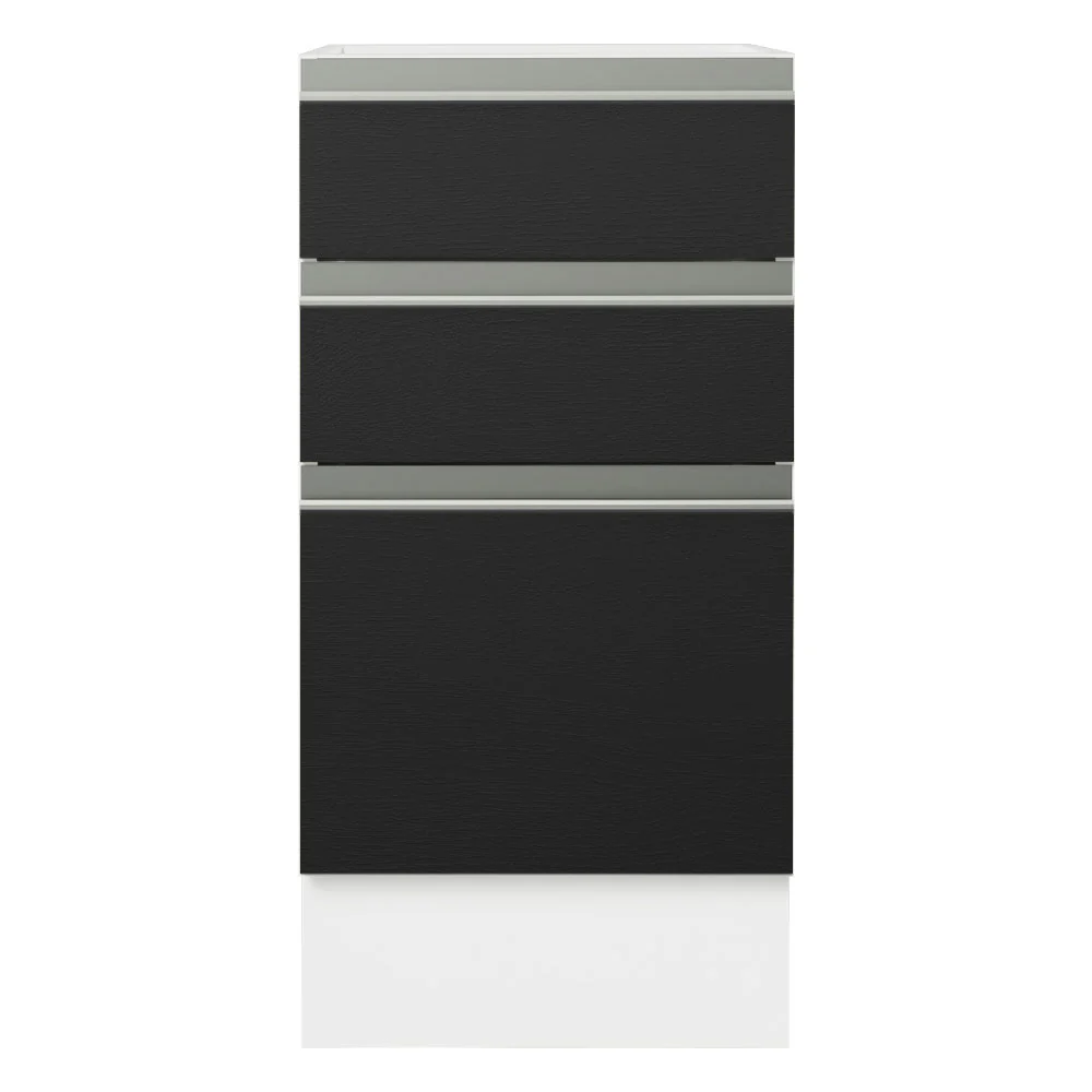 Bajo Mesada Cocina 40 x 60 cm 3 Cajones (Sin Mesada) Blanco/Negro Glamy Madesa - Image 5