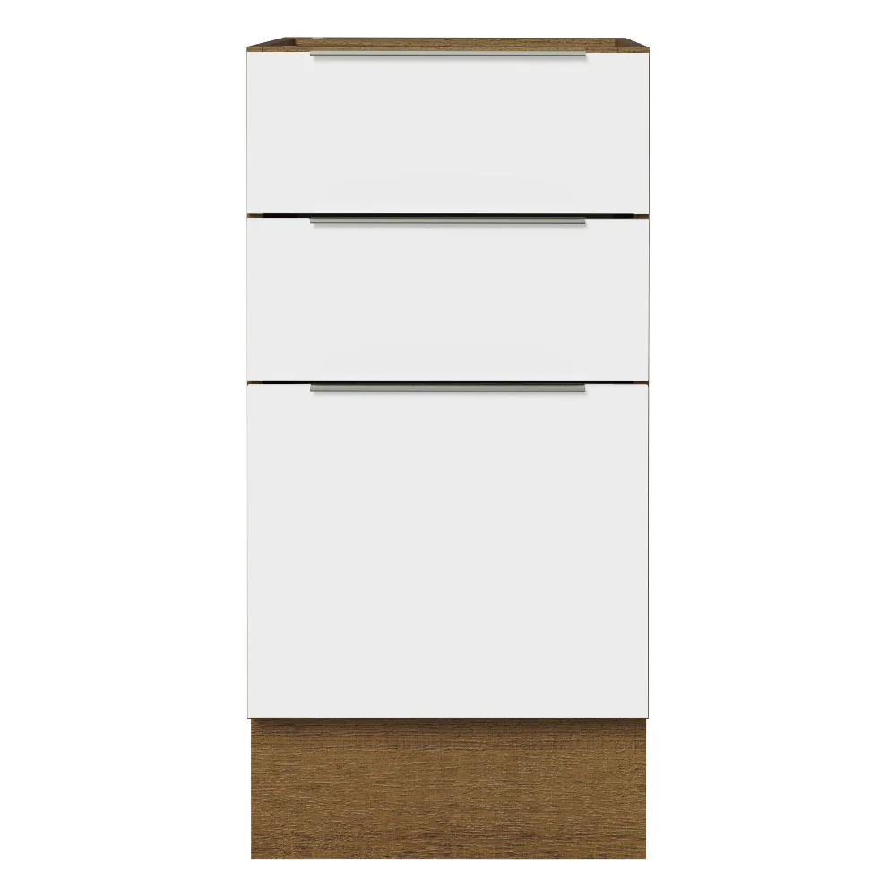 Bajo Mesada Cocina 40 x 60 cm 3 Cajones (Sin Mesada) Marrón/Blanco Stella Madesa - Image 7