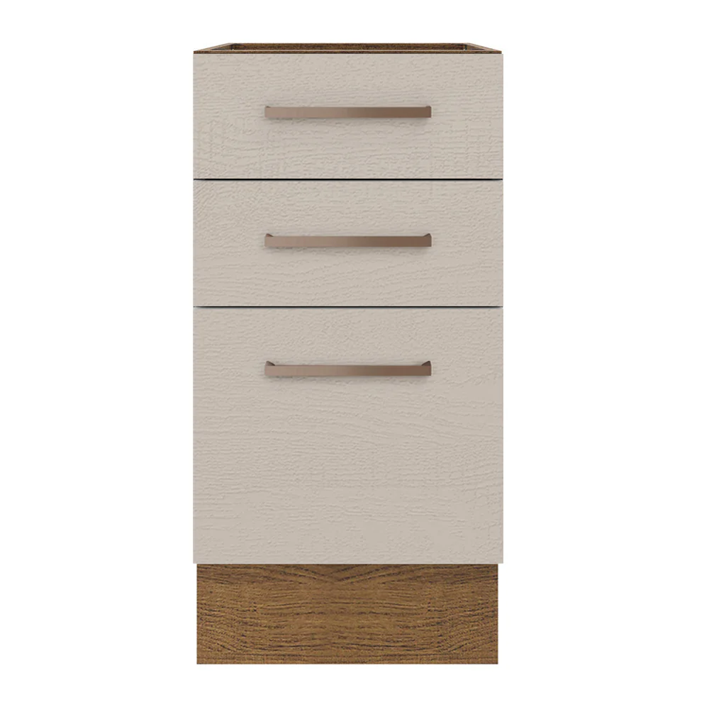 Bajo Mesada Cocina 40 x 60 cm 3 Cajones (Sin Mesada) Marrón/Crema Agata Madesa - Image 7