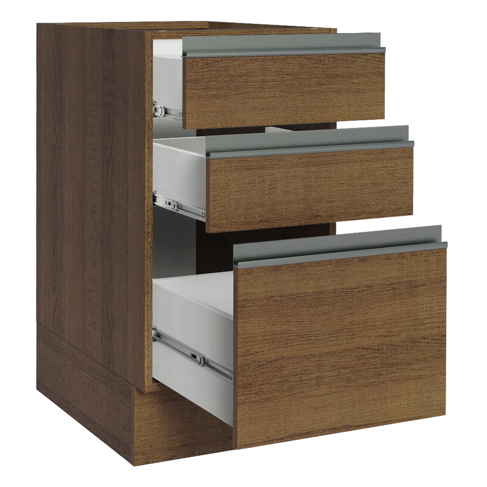 Bajo Mesada Cocina 40 x 60 cm 3 Cajones (Sin Mesada) Marrón Glamy Madesa - Image 7