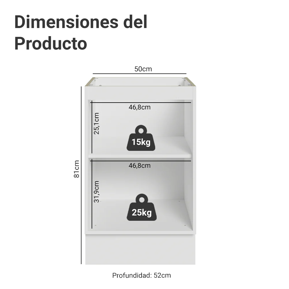 Bajo Mesada Cocina 50cm 1 Puerta Madesa Stella - Image 2