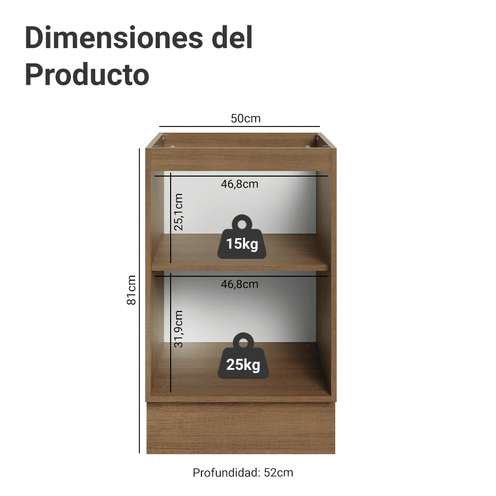 Bajo Mesada Cocina 50cm 1 Puerta Madesa Stella - Image 2