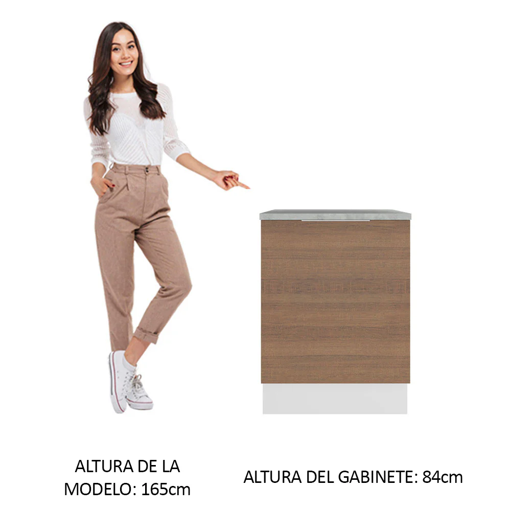 Bajo Mesada Cocina 60 cm 1 Puerta Blanco/Marrón Stella Madesa - Image 3