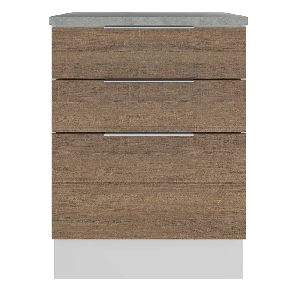 Bajo Mesada Cocina 60 cm 3 Cajones Blanco/Marrón Stella Madesa - Image 7