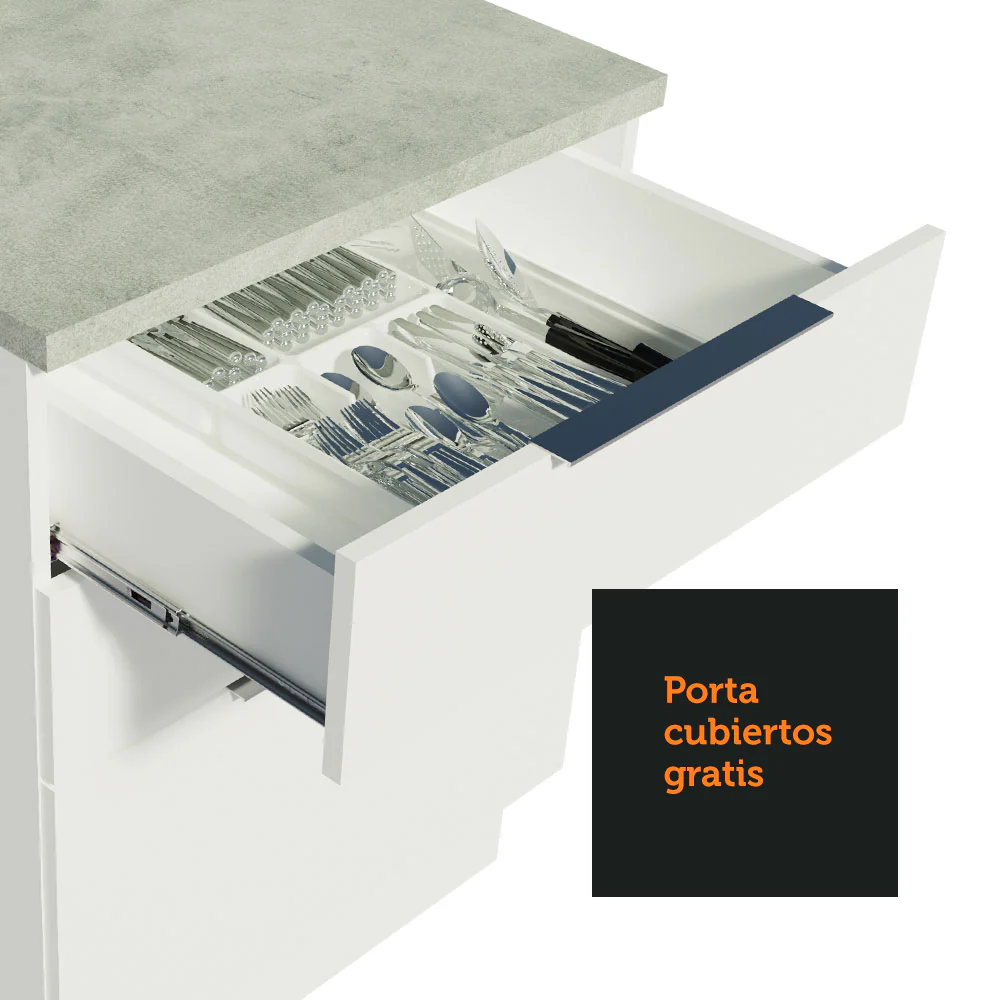 Bajo Mesada Cocina 60 cm 3 Cajones Blanco Stella Madesa - Image 5
