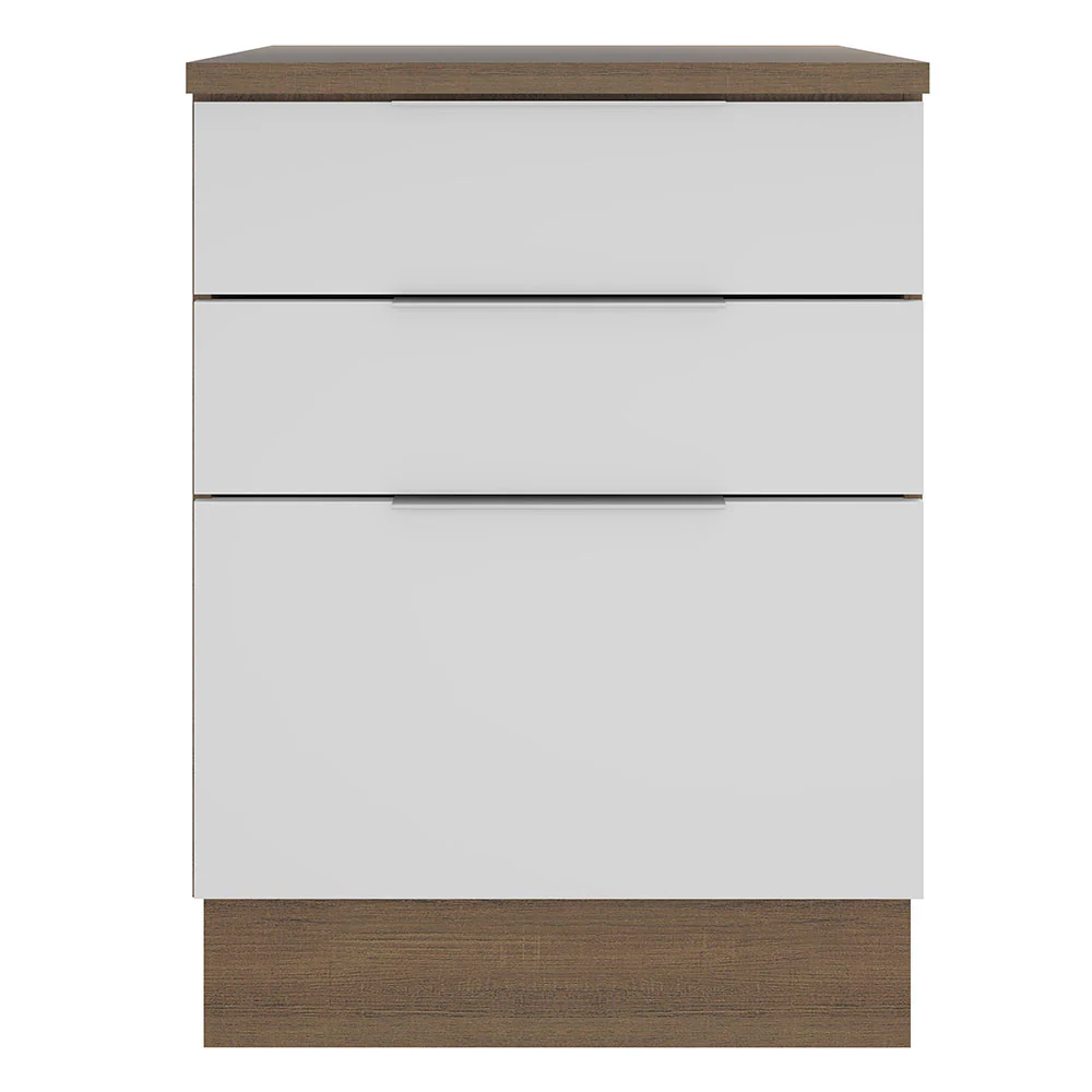Bajo Mesada Cocina 60 cm 3 Cajones Marrón/Blanco Stella Madesa - Image 7