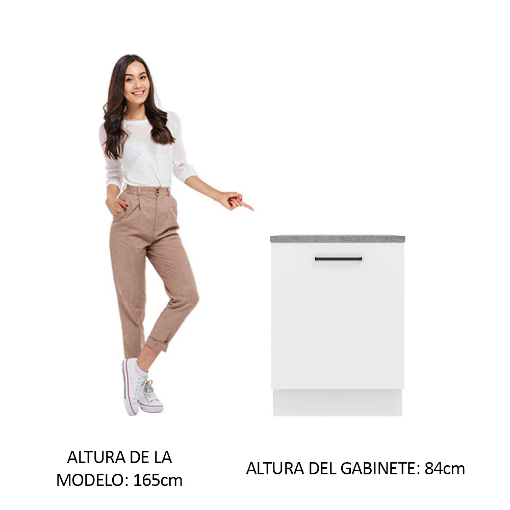 Bajo Mesada Cocina 60 x 60 cm 1 Puerta (Con Mesada) Blanco Agata Madesa - Image 3